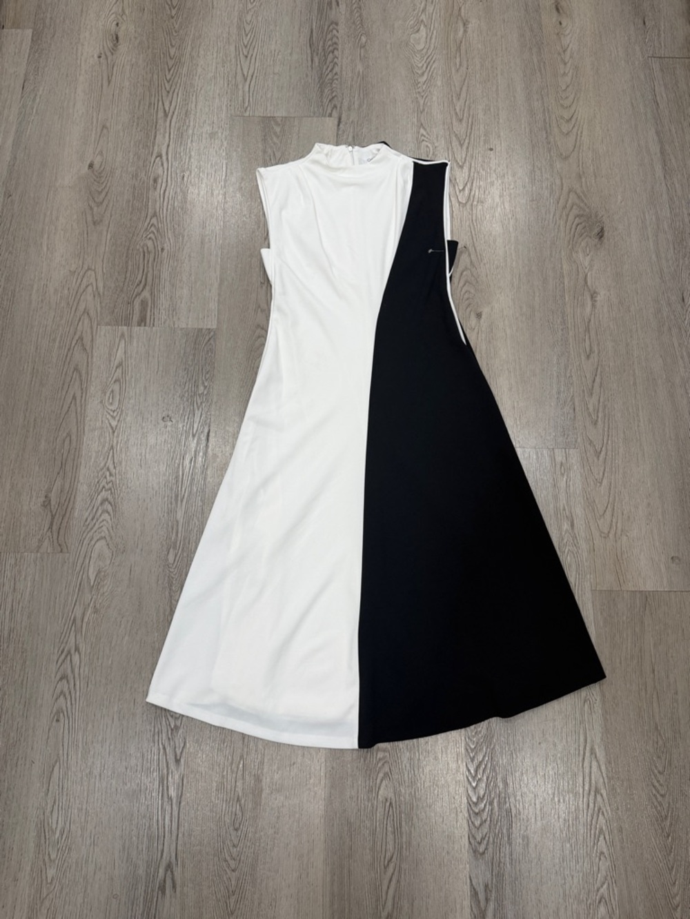 Calvin Klein Sleeveless Two-Tone Black and White A-Line Dress